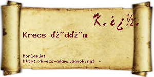Krecs Ádám névjegykártya